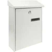 PRIMEMATIK - Metalen brievenbus voor brieven en post in witte kleur 235 x 75 x 315 mm