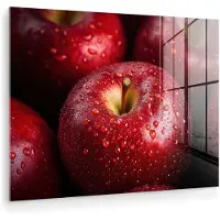 MuchoWow Glasschilderij 160x120 cm - Schilderij acrylglas - Rood - Appels - Fruit - Foto op glas - Muurdecoratie woonkamer - Wanddecoratie slaapkamer - Schilderijen