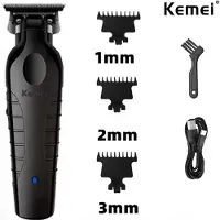 Kemei Krachtige Tondeuse - Keramische Trimmer - Usb-Oplaadbare Scheerapparaat voor Gezichtshaar, Hoofdhaar en Lichaamshaar - Perfecte Lichaamshaar Verzorging - Kleur: Zwart