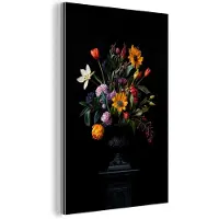 MuchoWow Aluminium schilderij 60x90 cm - Wanddecoratie metaal - Zonnebloemen - Boeket - Kleurrijk - Metalen muurdecoratie woonkamer - Decoratie industrieel - Foto op dibond - Industriële accessoires slaapkamer