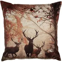 Clayre & Eef Kussenhoes 45x45 cm Bruin Polyester Hert Herfst decoratie