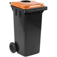 ESE Afvalcontainer 120 liter grijs met oranje deksel en glasrozet | PMD container | Kliko