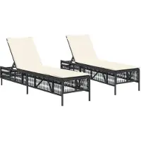 vidaXL Ligstoelen 2 stuks met tafel Zwart Poly Rotan