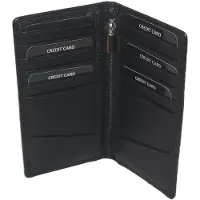 Oi zwarte leren creditcardhouder voor veel pasjes / hoog en smal pasjesmapje met ritsje binnenin / mapje voor pasjes zeer plat / RFID safe / zwart leer / 289