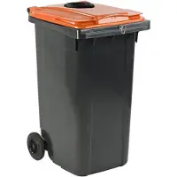 ESE Afvalcontainer 240 liter grijs met oranje deksel met glasrozet en slot