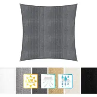 Lumaland Vierkante luifel van incl. spankoorden| Vierkant 5 x 5 m| 160 g/m² - donkergrijs