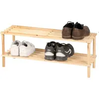 WDMT Bamboe Schoenenrek – 2 Lagen – 73,5 x 26 x 30 cm – Compact Schoenen Organizer – Duurzaam en Stijlvol Design – Bruin