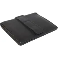 Oi zwarte leren Creditcardmapje met lus voor aan riem / veilig pasjesmapje te bevestigen aan riem of ceintuur met ruimte voor biljetten / leren pasjeshouder RFID SAFE / zwart leer / 225