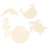 Packlinq Zeedieren om op te hangen, Zeepaard, schildpad, dolfijn, schelp en walvis, H: 5-10 cm, B: 5-10 cm, gatgrootte 3 mm, dikte 2 mm, 5 stuk