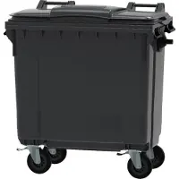 ESE Afvalcontainer 770 liter grijs - 4 wielen - met deksel - restafval - Rolcontainer