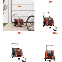 vidaXL Hondenfietstrailer oxford stof en ijzer oranje en zwart