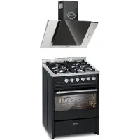 Gurari GCH E 610 BL, gasfornuis vrijstaand 60 cm+GCH S 482 60 IS Afzuigkap 60cm