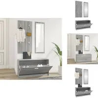 vidaXL Schoenenkastset 3-in-1 bewerkt hout grijs sonoma eiken
