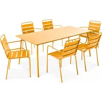 Oviala - Tuinset met tafel en 6 gele fauteuils - Palavas