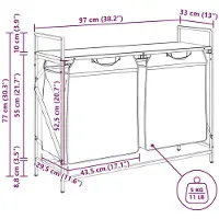 vidaXL Wasmand 2 vakken met plank gerookt eikenkleurig