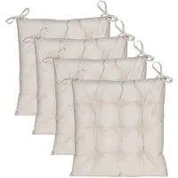 Anna's Collection Stoelkussen gewatteerd - 4x - zand/beige - 38 x 38 cm - binnen/buiten - zitkussens - tuinkussens