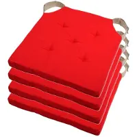 Stof Textile stoelkussen DUO - 4x - rood - 38 x 38 x 4 cm - klittenband sluiting - zitkussens - binnen/buiten