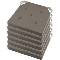 Stof Textile stoelkussen DUO - 6x - taupe - 38 x 38 x 4 cm - klittenband sluiting - zitkussens - binnen/buiten