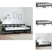 vidaXL Dagbed, zwart, massief grenenhout, 80x200 cm - Bedden & Bedframes
