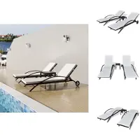 vidaXL Zonnebedden met tafel, polyrotan, zwart - Zonnebedden