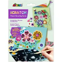 Avenir Scratch Art Wenskaarten - Bloemen - Met Enveloppen - 3 Stuks - 3 Jaar