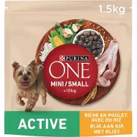 Purina One 6x One Hondenvoer Mini Dog Active Kip en rijst | 1.5 KG