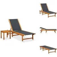 vidaXL Lounger - Loungers - Houten Lounger - Houten Loungers - Ligbed met tafel massief acaciahout en textileen