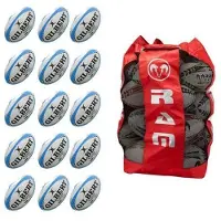 Ubergames 15x Rugbybal bundel + ballentas-Fluor, Maat 5