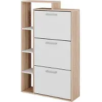 Vicco Orlando Schoenenkantelaar – 80 x 128.3 cm met 3 compartimenten Wit/Sonoma