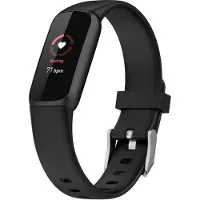 Strap-it Siliconen Smartwatch bandje - Geschikt voor Fitbit Luxe siliconen bandje - zwart - Horlogeband / Polsband / Armband - Maat: Maat L