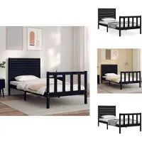 vidaXL Bedframe met hoofdbord massief hout zwart