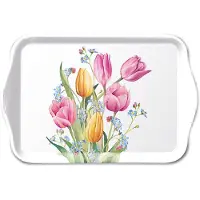 Ambiente Tray Melamine Tulips Bouquet 13x21cm Wit wit Ambiente Dienblad