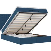 vidaXL Ottoman bed met matras en LED's 140x200cm stof blauw