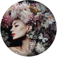 Reinders Glasschilderij Vrouw met bloemenhoed - Ø 50 - Glas -