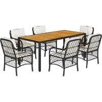 vidaXL 7-delige Tuinset met kussens poly rattan zwart