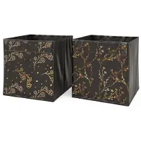 Vicco Opbergbox – 30 x 30 cm Set van 2 Optie2 Zwart/goud (gebloemd)