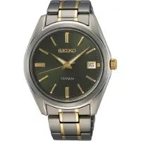 Seiko quartz multicolor heren horloge met groene wijzerplaat & titanium band