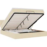 vidaXL Ottoman bed met matras en LED's 160x200cm stof crèmekleurig