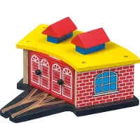 Diverse Houten locomotief loods voor treinbaan