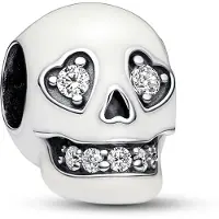 Pandora Moments Glow-in-the-dark sprankelende schedelbedel - Zilver