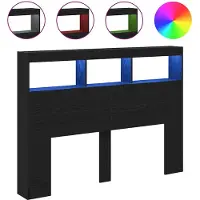 vidaXL Hoofdbordkast met LED 140x17x102 cm zwart eikenkleurig