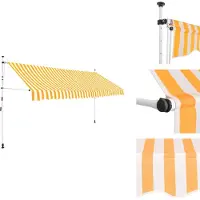 vidaXL Uitschuifbare Luifel - Uitschuifbare Luifels - Uittrekbare Luifel - Uittrekbare Luifels - Luifel handmatig uittrekbaar 350 cm oranje en witte strepen