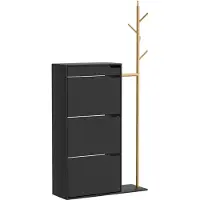 Vicco Ivo Schoenenkast – 90 x 181.5 cm met 3 vakken, 1 lade Zwart