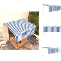 vidaXL Uitschuifbare Luifel - Uitschuifbare Luifels - Uittrekbare Luifel - Uittrekbare Luifels - Luifel automatisch uittrekbaar met rolgordijn 4x3 m blauw wit