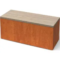 Geroba Modena Rechthoekige cortenstaal zitbank met Padouk hout L100 x B40 x H42 cm