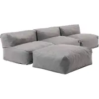 Oviala - Modulaire vaste hoekbank met 3 fauteuils en 1 grijze poef - Mixi