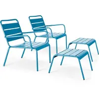 Oviala - 2 relaxstoelen met voetenbank in de kleur blauw pacific - Palavas