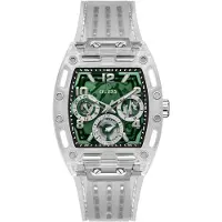 GUESS Analoog horloge 'GT Phoenix' spar / zwart / zilver / transparant