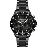 Giorgio Armani quartz zwart heren horloge met grijze wijzerplaat & keramiek band