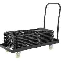 Oviala - 50 zwarte inklapbare stoelen en transportkar - REKKEM